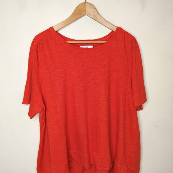 Chico's 100% Linen Knit Top Tee Tiered Short Sleeve - Picture 2 of 10